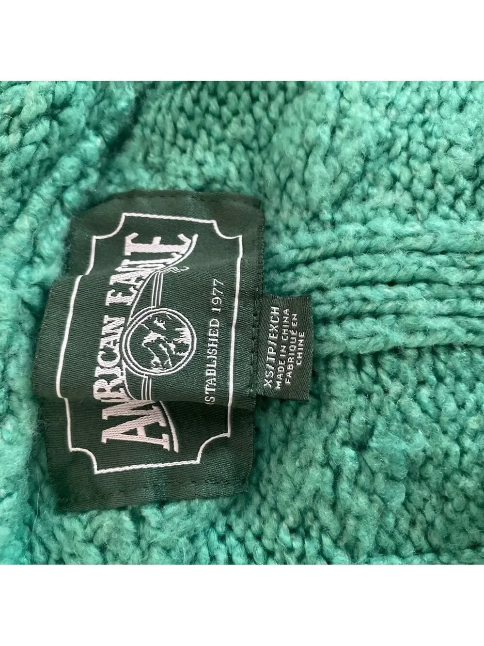 American Eagle Green Cable Knit Cropped Hoodie Sweater Boxy Oversized XS